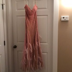 Pink beaded prom dress